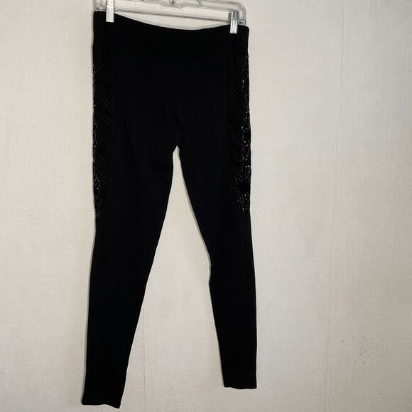 Harley-Davidson Womens Medium Black Side-Studded Laced Tribal Leggings Pants New - Picture 6 of 10